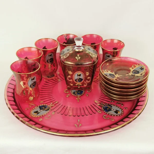 Persian Red Shah Abbas Tea Set - Handcrafted Heritage